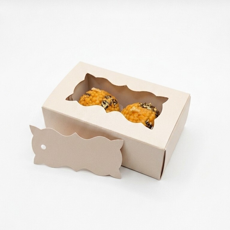 Beige 2 Cavity Box - best for chocolates and laddoo candles. Beige 2 Cavity Box - best for chocolates and laddoo candles.