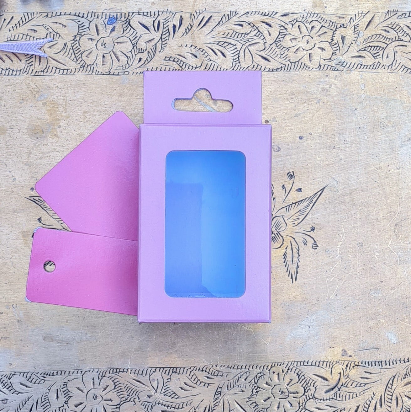 Box Bazaar | 3x2x1 Blush Pink Hanging Display Box – Elegant Packaging for Jewelry and Chocolates