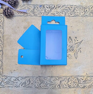 Box Bazaar | 3x2x1 Coral Blue Hanging Display Box – Elegant Packaging for Jewelry and Chocolates