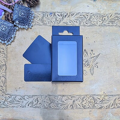Box Bazaar | 3x2x1 Jet Black Hanging Display Box – Elegant Packaging for Jewelry and Chocolates