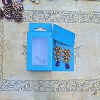 Box Bazaar | 3x2x1 Coral Blue Hanging Display Box – Elegant Packaging for Jewelry and Chocolates