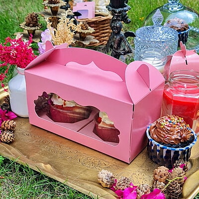 Box Bazaar | 2 Jar Box (Blush Pink) – Elegant Packaging for Jars and Cupcakes