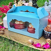 Box Bazaar | 2 Jar Box (Coral Blue) – Elegant Packaging for Jars and Cupcakes