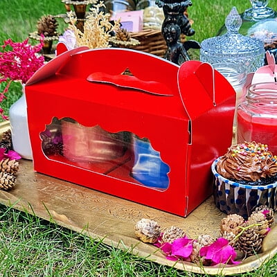 Box Bazaar | 2 Jar Box (Red) – Elegant Packaging for Jars and Cupcakes