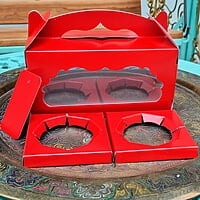Box Bazaar | 2 Jar Box (Red) – Elegant Packaging for Jars and Cupcakes