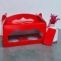 Box Bazaar | 2 Jar Box (Red) – Elegant Packaging for Jars and Cupcakes
