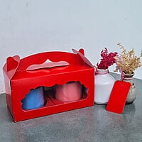Box Bazaar | 2 Jar Box (Red) – Elegant Packaging for Jars and Cupcakes