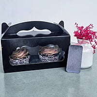 Box Bazaar | 2 Jar Box (Jet Black) – Stylish Packaging for Jars and Cupcakes