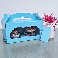 Box Bazaar | 2 Jar Box (Coral Blue) – Elegant Packaging for Jars and Cupcakes