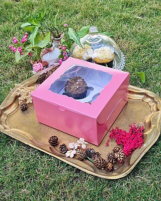 4 Cupcakes Dark Pink (Simple)
