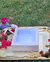 4 Pc Brownie Box with Window - Beige Foil 320 GSM 4 Pc Brownie Box with Window - Beige Foil 320 GSM