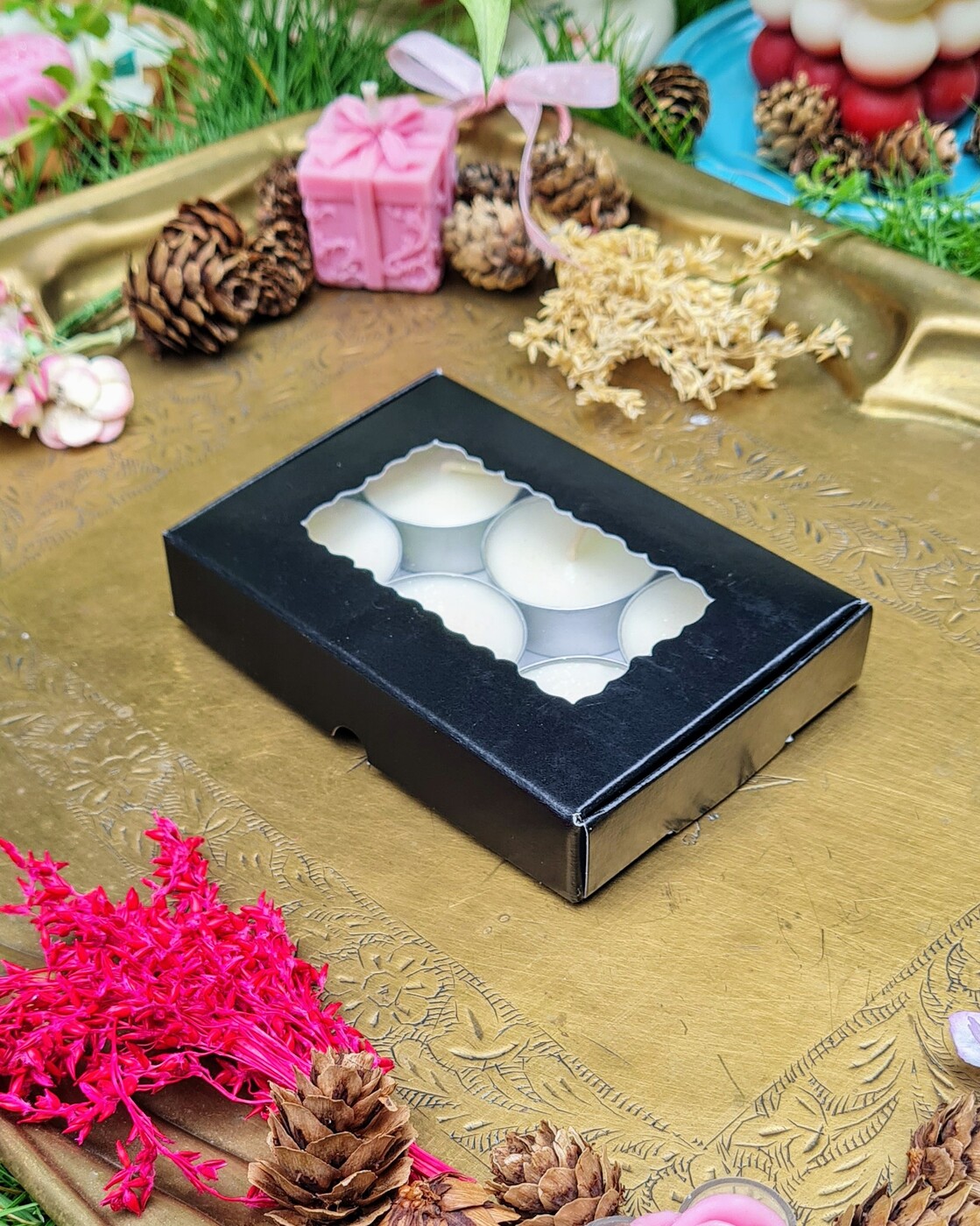 6 Tealights Black (Simple)