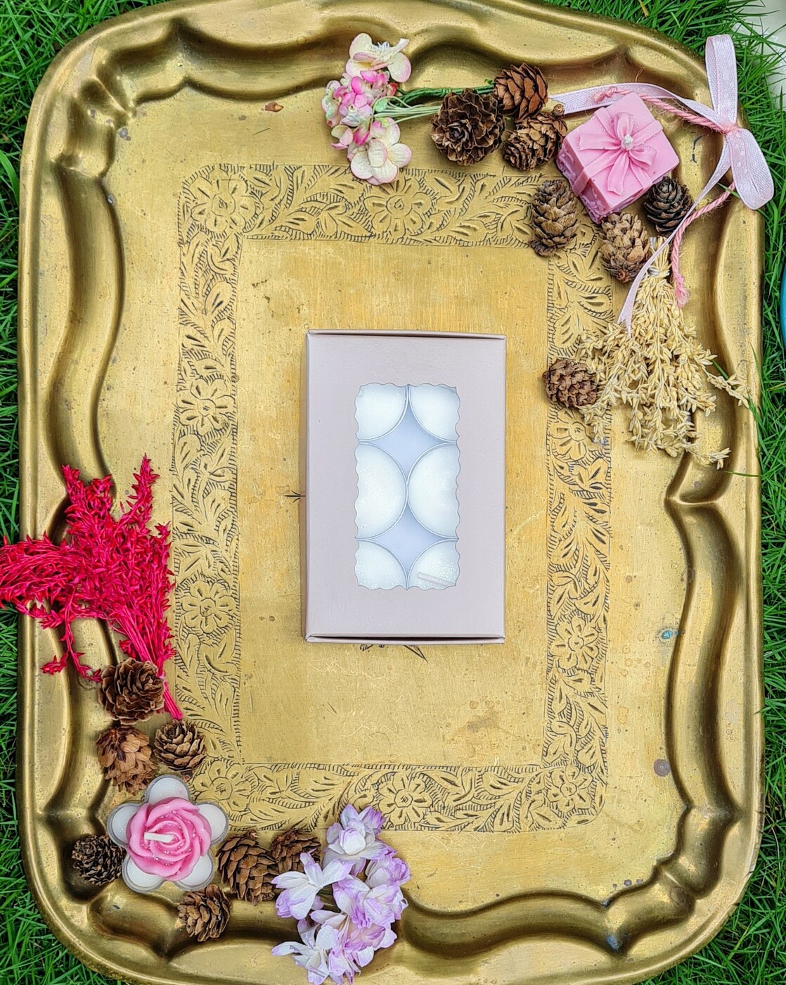 6 Tealights Beige (Simple)