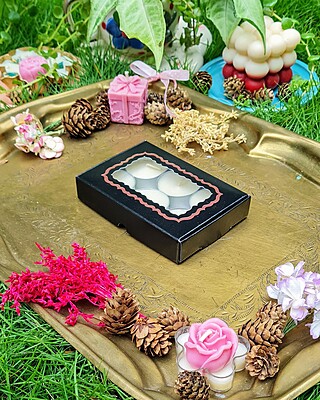 6 Tealights Black (Foil Print)