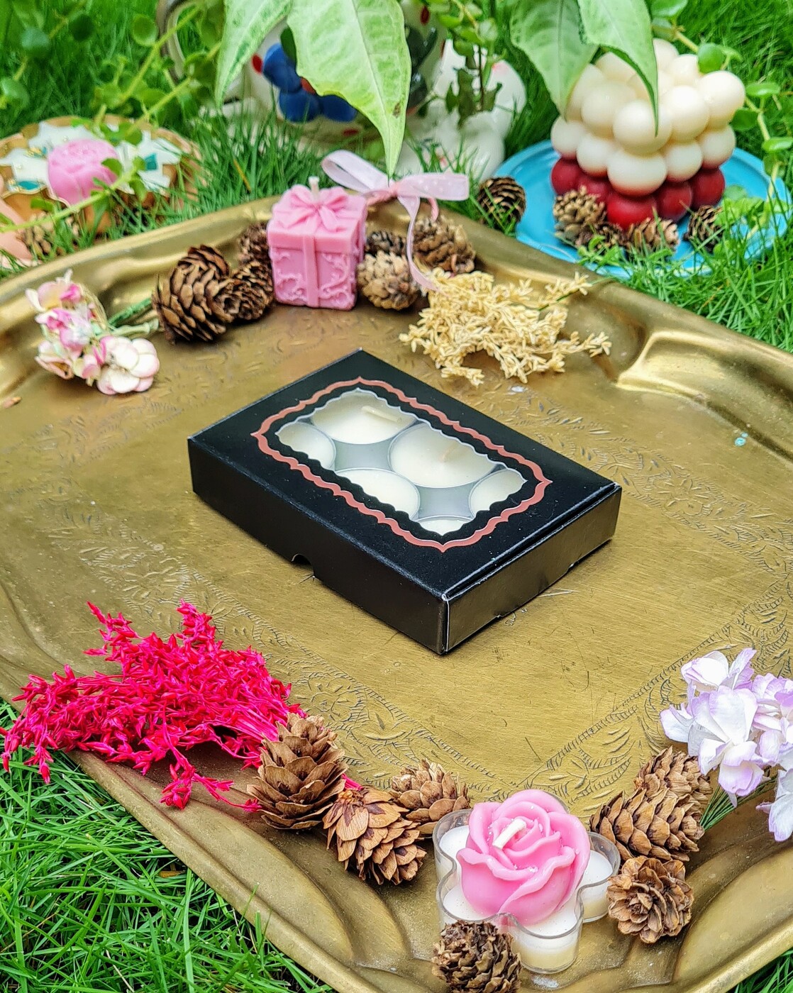 6 Tealights Black (Foil Print)