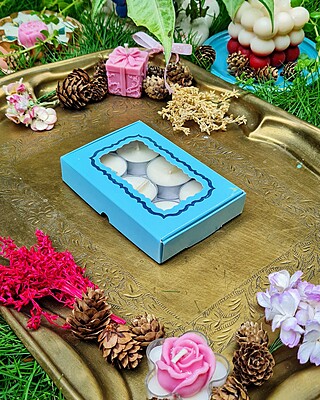 6 Tealights Blue (Foil Print)