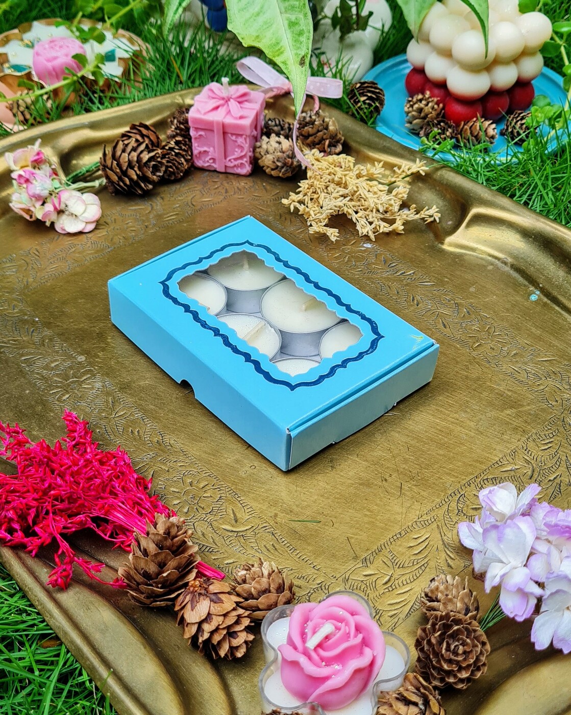 6 Tealights Blue (Foil Print)