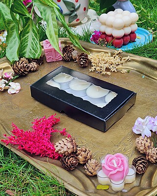 8 Tealights Black (Simple)