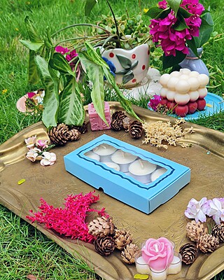 8 Tealights Blue (Foil)