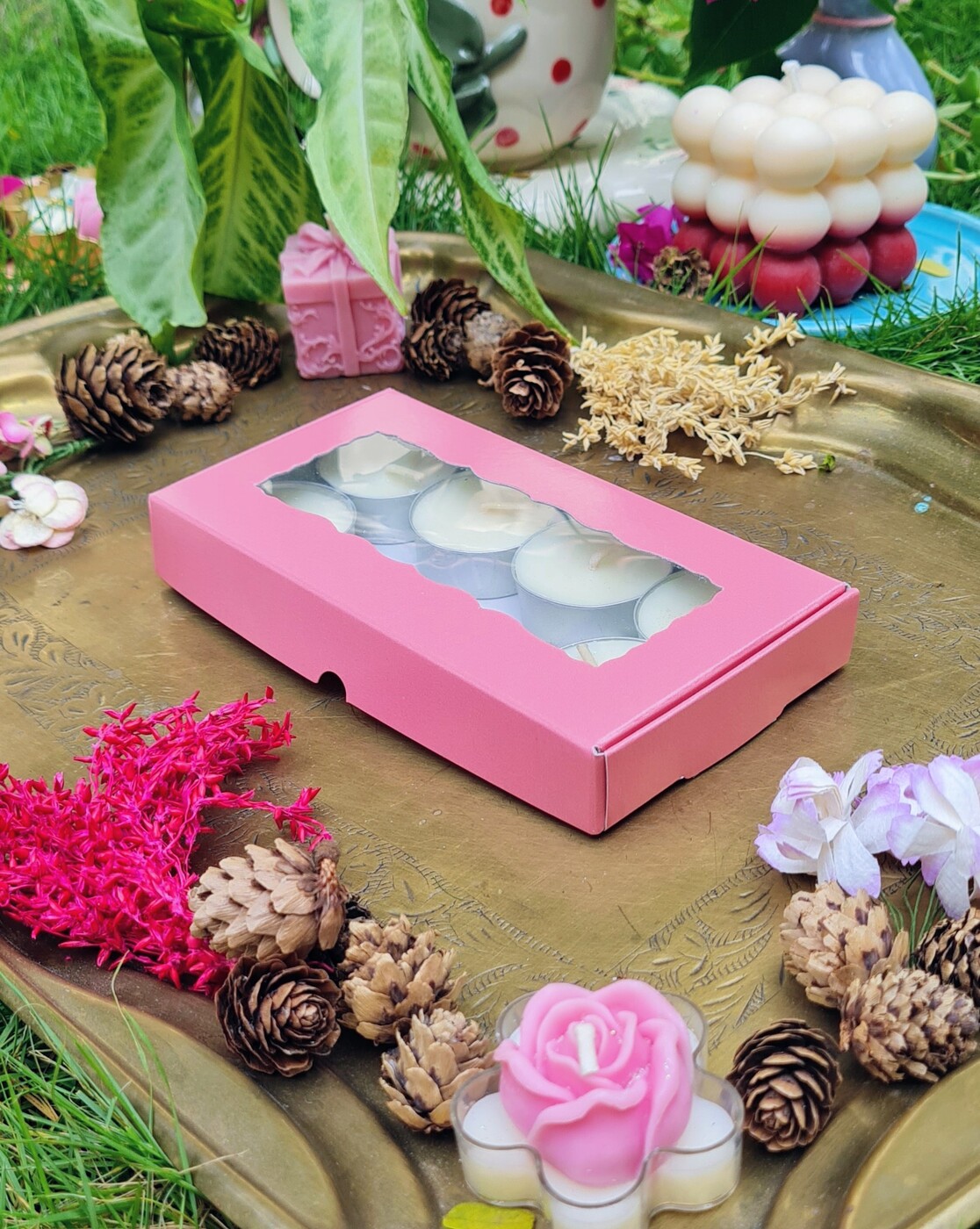 8 Tealights Dark Pink (Simple)