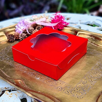 Box Bazaar | Platform Box Red (Window) – Stylish Packaging for Chocolates and Jewelry