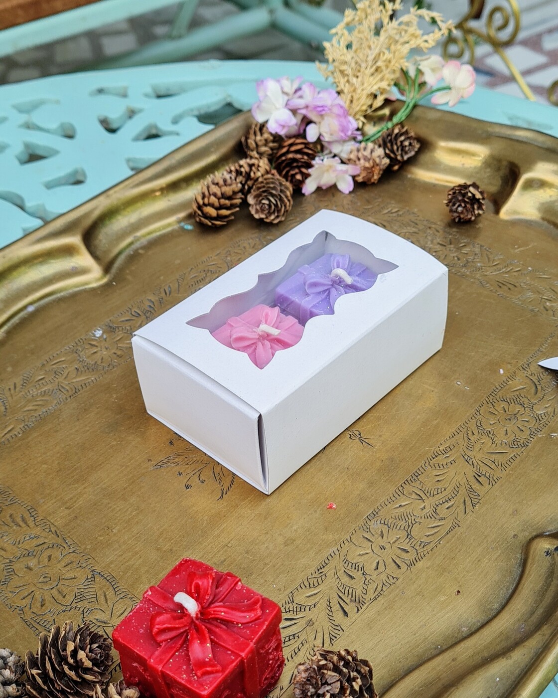 White 2 Cavity Box - best for chocolates and laddoo candles.