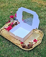 4 Pc Brownie Box with Window - Beige Foil 320 GSM 4 Pc Brownie Box with Window - Beige Foil 320 GSM