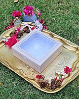 4 Pc Brownie Box with Window - Beige Foil 320 GSM 4 Pc Brownie Box with Window - Beige Foil 320 GSM